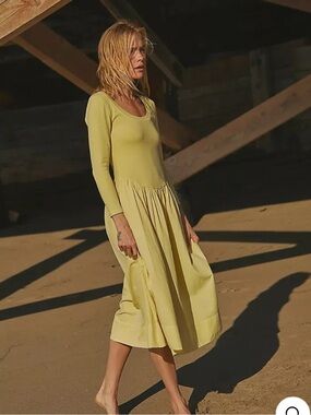 NWOT Free People Aelia Midi Dress- Large Lima Bean